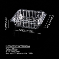 Boîte d'emballage en PET transparent de qualité alimentaire sur mesure pour usine, avec couvercle à charnière ventilé pour myrtilles fraîches