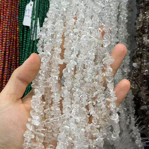 Perles de cristal transparentes authentiques de 5-8 mm, brin de 80 cm de long, éclats de quartz blanc - Product Image 1