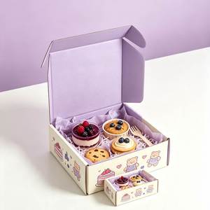 Recyclable Drawer Style Paper Cake <b>Box</b> with Satin Liner Magnetic Closure Bear Design for Sweet Treats Packaging - Product Image 1