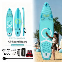 Planche de Stand Up Paddle Gonflable Personnalisée pour Tourisme 335x86x15cm, Kit Complet Offshore en PVC Ultra Stable avec Gilet de Sauvetage, Pompe, Pagaie et Sac à Dos