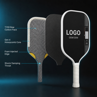 Raquette de pickleball en carbone brut sans bordure, design personnalisé, 14 mm 16 mm, haute performance, entraînement adulte, vente en gros directe du fournisseur