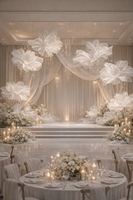 Fleurs artificielles géantes en organza personnalisées pour la décoration de scène de mariage et d'événements