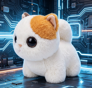 Juguete de Peluche de Gato Blanco con Orejas Marrones y Naranjas, Animal de Peluche Grande y Suave para Niños Unisex - Product Image 2