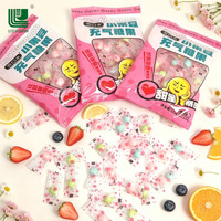 Permen Renyah Asam Buah-Buahan Warna-Warni Bersertifikat HALAL, Lemon Stroberi Blueberry Berlapis Gula, Camilan Mini Renyah Grosir OEM