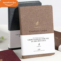 Carnet de notes A5 personnalisé en cuir PU cousu, couverture rigide en tissu vintage, détachable, papier épais pour réunions de bureau