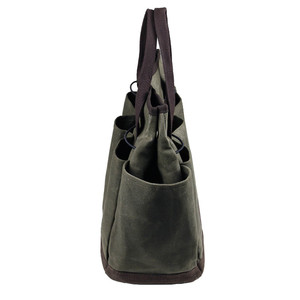 Sac de transport pour outils de jardin, toile cirée imperméable, multi-compartiments, capacité 5 kg, vert militaire, sac de transport pour outils à main - Product Image 3