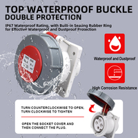 Prise et fiche industrielles IP67 IEC 4 broches 32A 6h 380V étanches PA/ABS avec contacts en cuivre, norme européenne