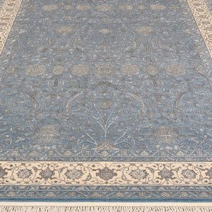 Alfombra de Lana Anudada a Mano con Diseño Persa, Ecológica, Antibacteriana, Apta para Mascotas, Alfombra Clásica con Estampado Floral Completo - Product Image 1