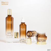 Ensemble de flacons en verre hydratants et nourrissants de couleur orange dégradée, 40 ml, 50 ml, 100 ml, 120 ml, flacon/pot en verre vide pour crème cosmétique, sérum