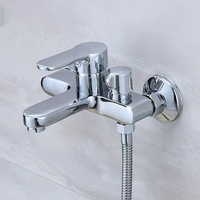 Grifo de Baño Moderno de la Serie Smart, Monomando, Cromado Pulido, con Rociador de Lluvia, Cerámico, Mezclador de Ducha y Bañera de Cobre