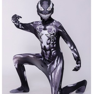 Combinaison Venom noire imprimée en spandex, costume hiver 2023 pour Halloween, cosplay, garçons, Spiderman, jeu de rôle, street fashionista - Product Image 2