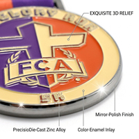 Médaille personnalisée en alliage de zinc plaqué argent, émail doux, gaufré 3D, pour la course de 5 km