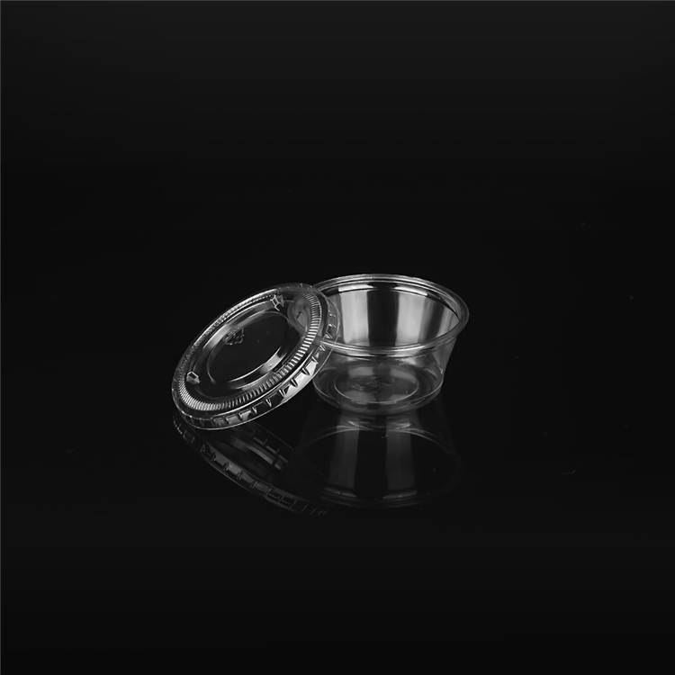 2oz Plastic Disposable Cup PLA Sauce Portion Cup With Flat Lid Biodegradable 60ml Clear 3