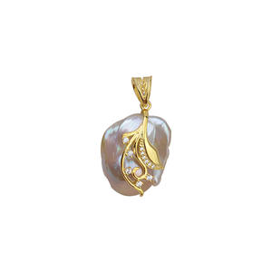 Pendentif en argent S925 fait main avec perle baroque, collier de perles irrégulières tendance, composant de bijoux vide pour femme 1404 - Product Image 5