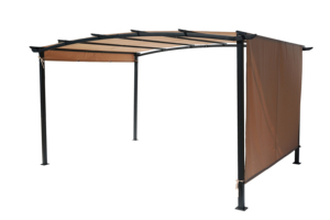 Toldo retráctil de pérgola, marco de acero, cenador de tela de poliéster con toldo retráctil, toldo de sombra - Product Image 6