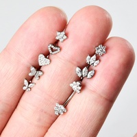 Gaby G23 Titane Fleur Zircon Tige Courbe Filetage Intérieur Œil de Cheval Papillon Cœur Étoile Piercing Sourcil