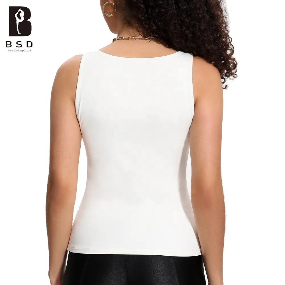 Tops sem mangas para regata feminina com decote em V profundo, camada dupla para treino fitness, blusa casual básica