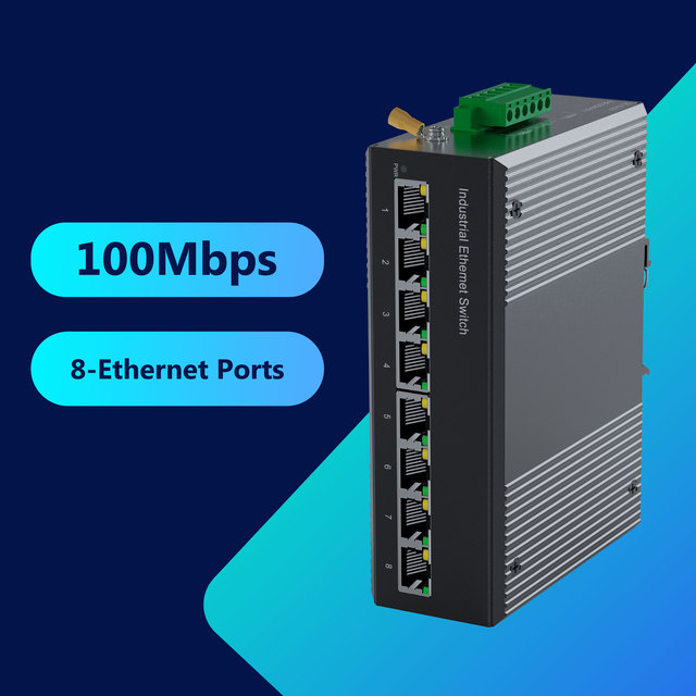 -40~85°C Wide Temp IP40 8-Port 10/100M Industrial Unmanaged Ethernet Switch