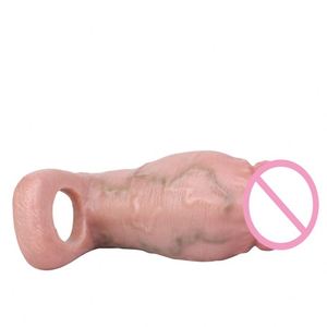 FAAK Thick Realistic Penis Sleeve Large Open-ended Silicone <b>Dildo</b> Sheath Delay Ejaculation Cock Enlargement Sex Toys for Men - Product Image 2