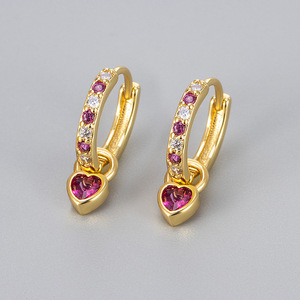 Bán buôn mạ Vàng Kim Cương thả Bông tai cho phụ nữ thời trang hình trái tim với Zircon Quà Tặng hàng ngày đồ trang sức - Product Image 2