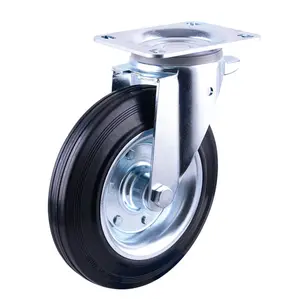 Rubber Castor Wheel 8 inch Waste Bin wheel swivel garbage caster