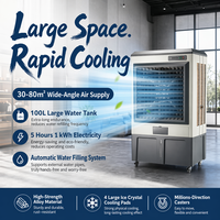 Refroidisseur d'air industriel mobile grande capacité 100L, ventilateur de refroidissement 80m², remplissage automatique d'eau, climatiseur avec corps en alliage