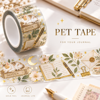 Rouleaux d'autocollants en PET avec estampage à chaud en or personnalisé pour le journaling