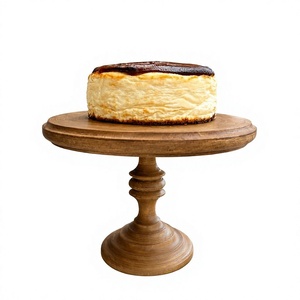 Soporte Redondo de Madera Ecológico Hecho a Mano para Tartas, Pedestal para Postres, Apto para Lavavajillas, Estilo Rústico para el Hogar, Panadería, Bodas - Product Image 1