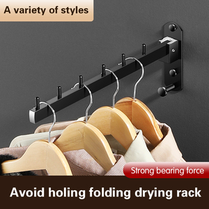 Organización de almacenamiento para el hogar, perchero retráctil plegable de acero inoxidable para ropa, abrigo, pelo, gancho de pared, poste de suspensión - Product Image 3