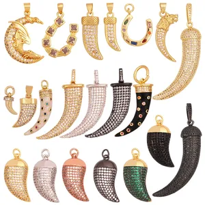 <span class=keywords><strong>Ciondolo</strong></span> Unico a Forma di <span class=keywords><strong>Corno</strong></span> di Bue Placcato in Oro 18k, Gioiello Trendy a Mezzaluna, Accessori per Collane Fai-da-Te K71 - Product Image 1