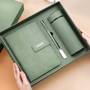 <span class=keywords><strong>Promo</strong></span> Großhandel Business Luxus Anpassbares PU-Leder A5 Notizbuch Geschenkset mit Stift, Thermobecher und USB - Product Image 3