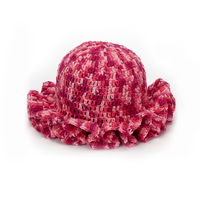 MADESHINE hecho a mano Tie-dye New Stripe Brim Hollow Beanie Cap Cloche Mujeres Sombrero de ganchillo de punto personalizado con volantes