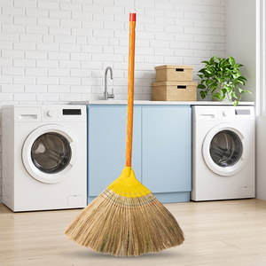 Balai en herbe de tigre moderne 450g, taille personnalisée, poils naturels doux, balai de nettoyage extérieur durable avec manche ergonomique en plastique - Product Image 1