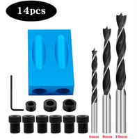 Kit de forets pour trous obliques, gabarit pour trous de poche, guide de perçage à angle de 15 degrés, poinçon pour le travail du bois
