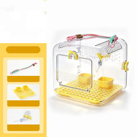 Atmungsaktiver Transparenter Vogel-Reisekäfig mit Griff Anti-Flucht Kleiner Papageienkäfig mit Sitzstange & Futterspender für Kleinvögel