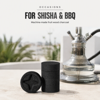 Briquettes de charbon de bois rondes de 35 mm en bois de fruit, blocs de charbon de chicha gaufrés, sans fumée, à combustion rapide pour chicha et barbecue