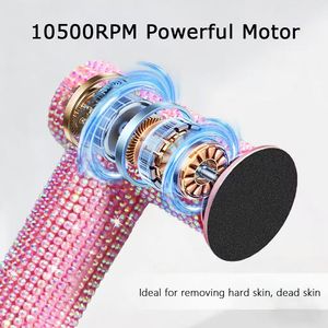 Luxury Rhinestone Electric Callus Remover 10500RPM <b>Powerful</b> 60W Pedicure Machine LCD Display Diamond Foot Grinder for Salon - Product Image 4