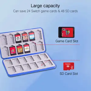 カスタムデザインミニプレミアムゲームカートリッジメモリーカード24スロット磁気保護ボックスホルダーケースNintendo Switch OLEDLite用