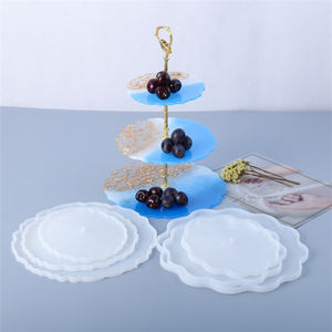 C011免费样品三层蛋糕甜点架环氧树脂模具波浪圆形方形大托盘硅胶模具 - Product Image 3