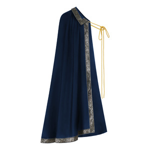 Cape médiévale de pointe pour adulte unisexe en polyester, à une épaule avec garniture, pour cosplay et costume d'Halloween - Product Image 5