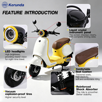 Vélo électrique de ville 10 pouces avec siège réglable, pneus antidérapants, moteur sans balais 1000W, batterie 60V pour la conduite urbaine