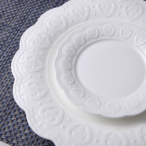 NOUVEAU Assiette de présentation en céramique gaufrée Porcelaine Steak Pâtes Dessert Dîner Plateau de service Plateau d'exposition Mariage Restaurant Vaisselle - Product Image 6