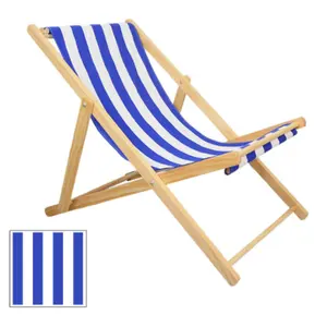 Wholesale factory folding beach chair wooden navy blue stripe fabric foldable beach chair