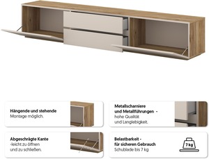 <span class=keywords><strong>Meuble</strong></span> <span class=keywords><strong>TV</strong></span> mural ou sur pied moderne, sans poignée, sur mesure, en matériaux durables, de haute qualité, pour salon - Product Image 4