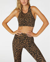 Ensemble de vêtements de yoga respirants personnalisés, soutien-gorge sans manches et pantalon de yoga taille haute à imprimé léopard, ensemble de yoga numérique OEM