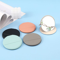 Miroir de maquillage pliable rond en cuir PU, miroir cosmétique portable de bureau, miroir de beauté de voyage de poche, miroir de maquillage pliable