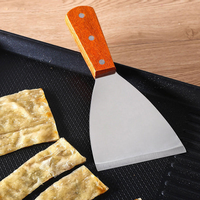 Spatule large en acier inoxydable avec manche en bois, durable, résistante à la chaleur, antiadhésive pour steak, pizza, crêpes, grill à gaz, personnalisable