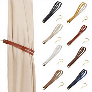Faux Leather <b>Curtain</b> Tie Backs Durable Drapery Holder Decorative Straps <b>with</b> Metal <b>Hook</b> for <b>Curtain</b> Accessories - Product Image 1