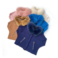 Vente en gros de garder au chaud pull en laine mélangée de luxe respirant col rond pull court en tricot vraiment doux avec col en fourrure
