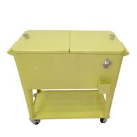 Chariot isotherme classique 73L pliable en métal avec roues pour le jardin – Boîte de refroidissement pour garder les aliments au frais